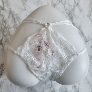 VICTORIA SECRET Lace Crotchless Strappy Cheeky Panty Underwear